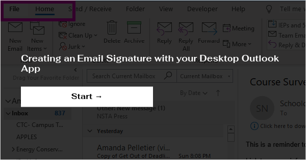 email signature outlook application