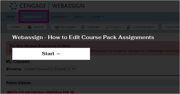 webassign delete assignments