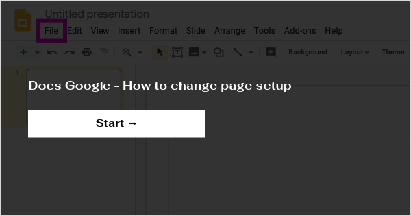 can't find page setup in google docs