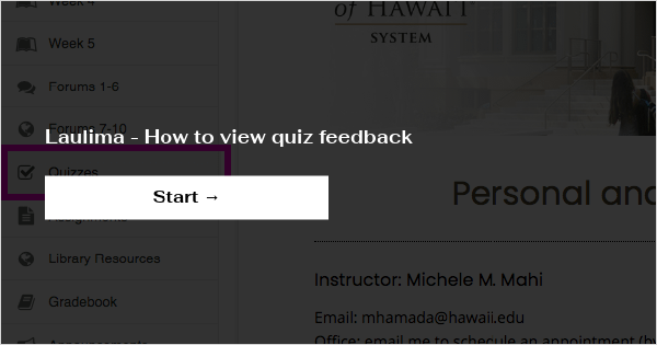 Laulima How to view quiz feedback