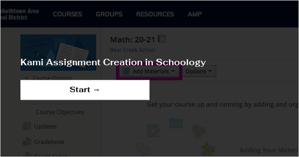 how to submit kami assignment in schoology