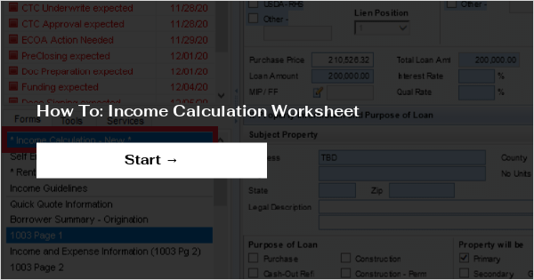 How To: Income Calculation Worksheet