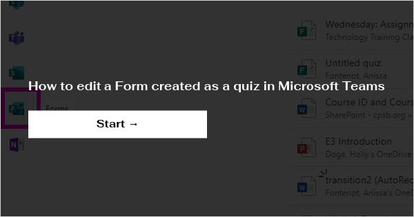 how to create a form quiz in teams