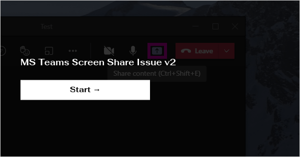 screen share not visible in new teams