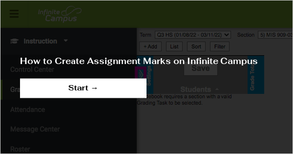 assignment marks infinite campus
