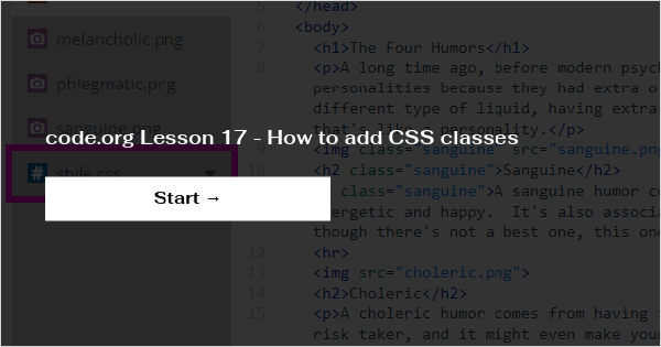 code org lesson 17 css classes answers