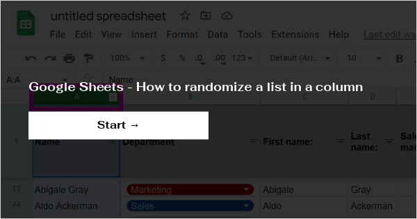 Google Sheets How to randomize a list in a column