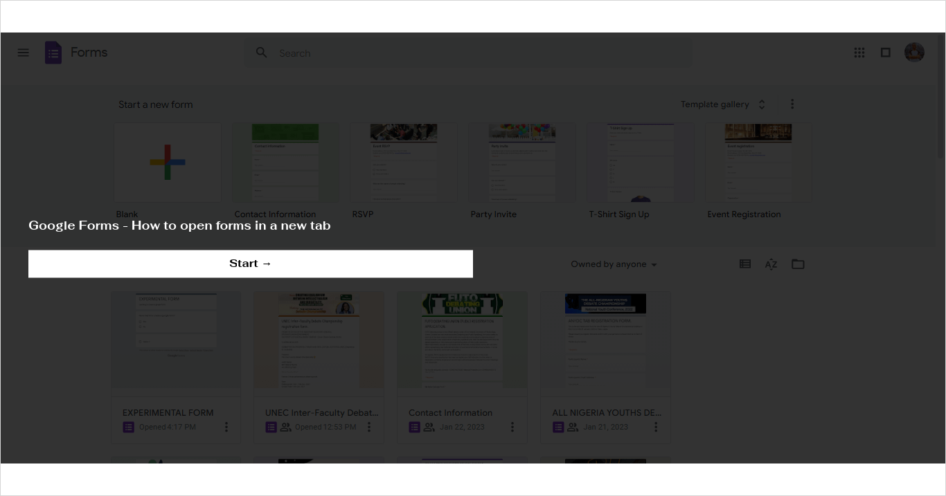 how to open form in google forms