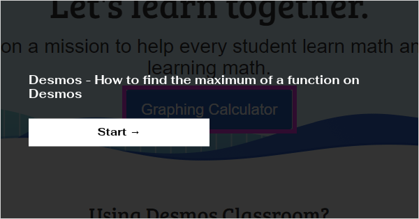 how to find maximum value of a function on desmos