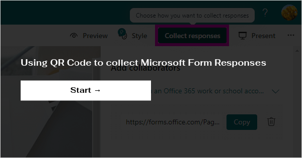 how to make microsoft forms into a qr code