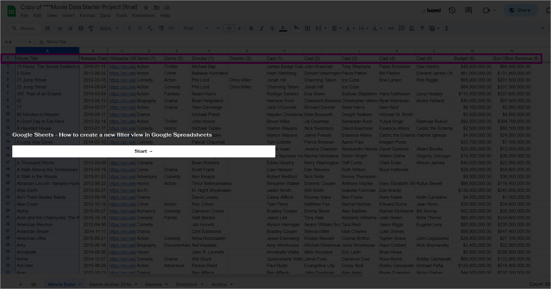 google sheets share filter view