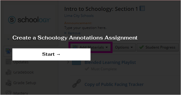 annotations assignment in schoology