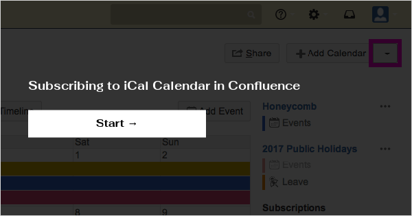 Subscribing to iCal Calendar in Confluence