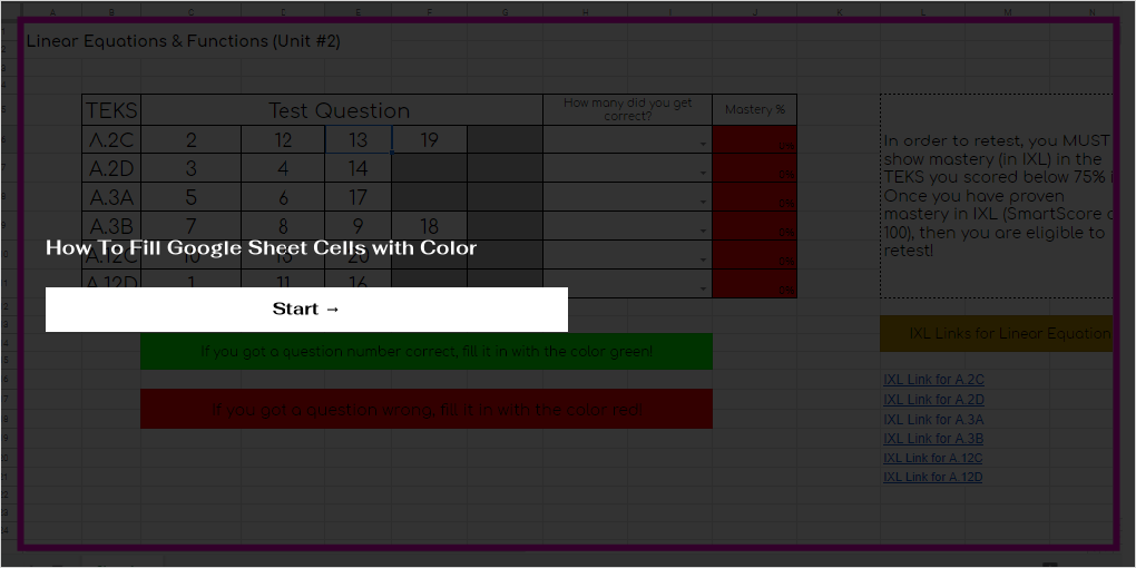 How To Fill Google Sheet Cells with Color