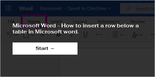 can't add text above table in word