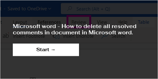 microsoft word delete all resolved comments