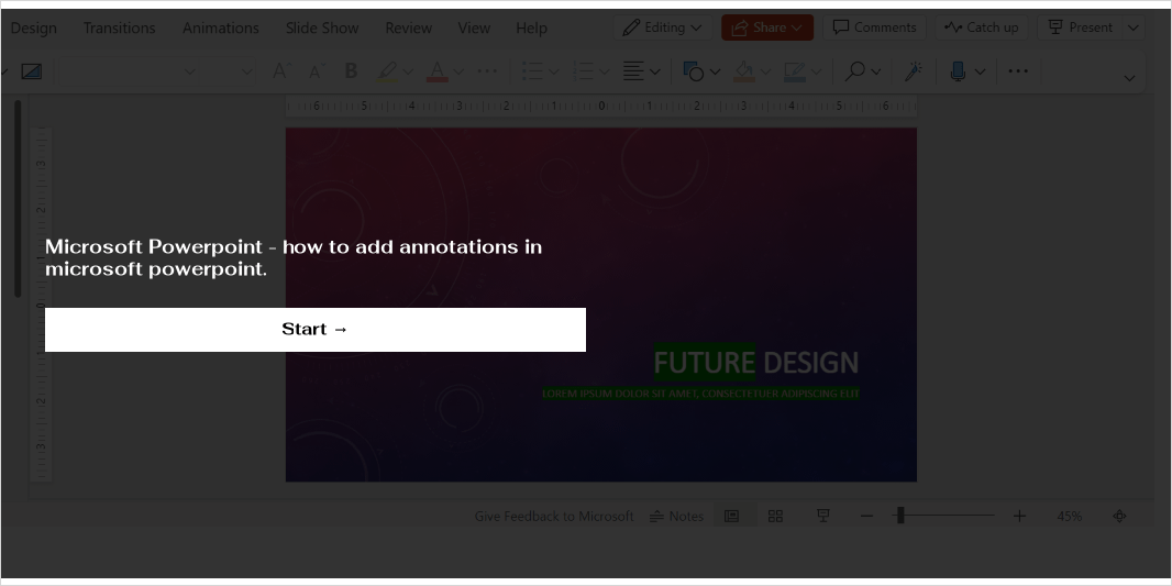 Annotate PowerPoint slides using pens tool 