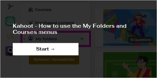 Kahoot - How to use the My Folders and Courses menus