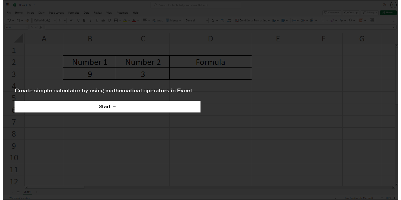 Create Simple Calculator By Using Mathematical Operators In Excel 9614